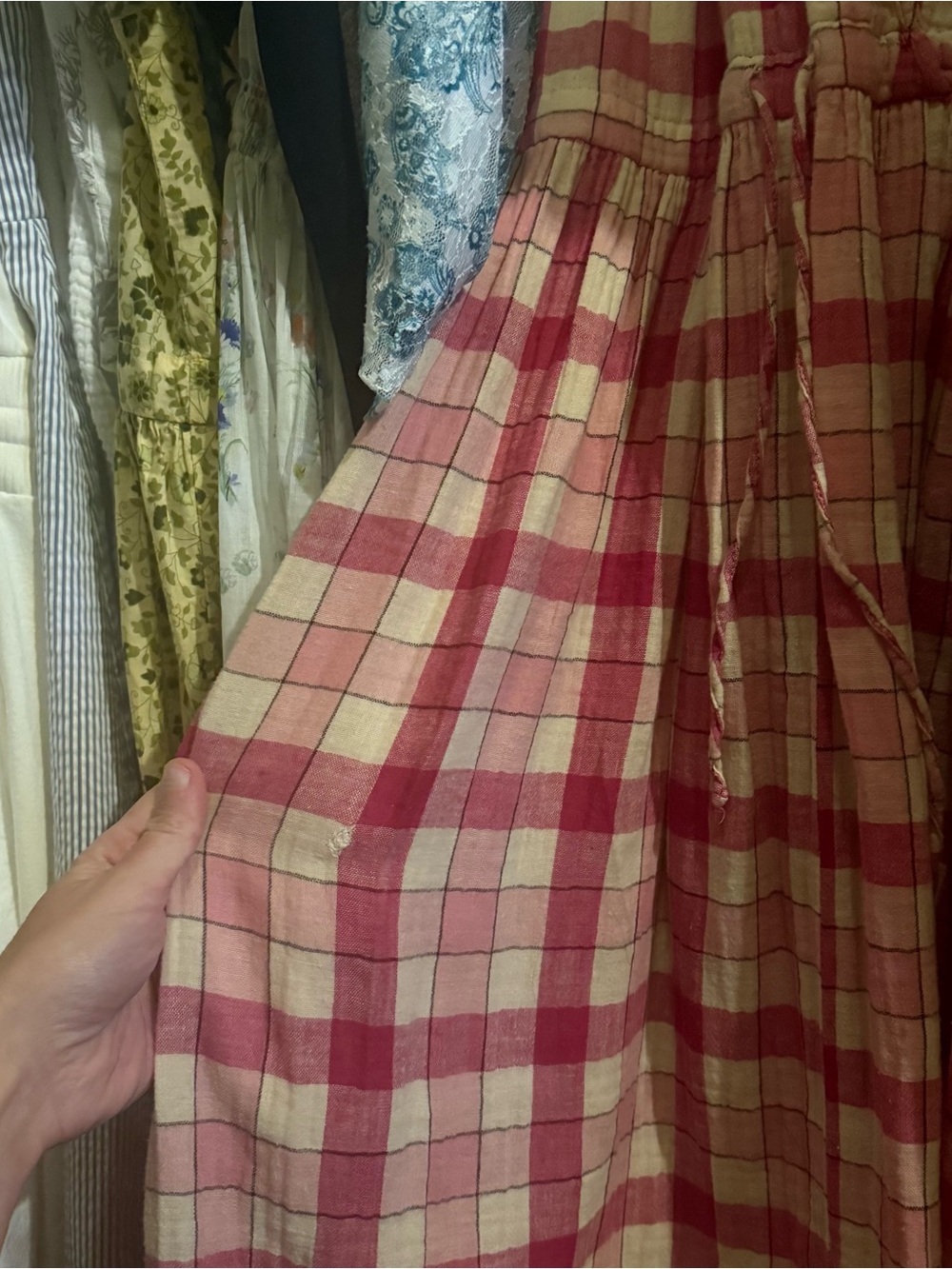 Christy Dawn Red and Cream Plaid Midi Dress - Picture 5 of 5